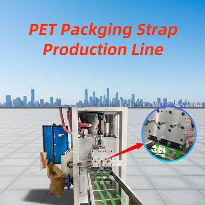 PET-bandmachine met volledige productielijn van voordrogen tot wikkelen met tractie-rekken en embossingstappen